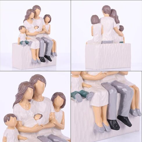 LCCCK عائلة منحوتة مرسومة يدويًا مكونة من 4 أشكال، 2025 هدايا للآباء عائلة مكونة من 4 منحوتات، هدايا للأم الجديدة، تماثيل عائلية ذات معنى للأم والأب والابنة in Kuwait