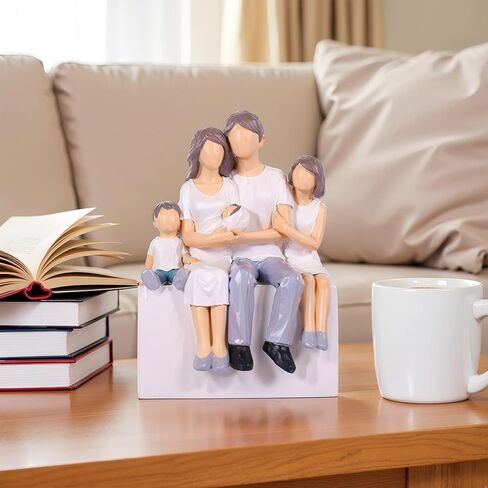 LCCCK عائلة منحوتة مرسومة يدويًا مكونة من 4 أشكال، 2025 هدايا للآباء عائلة مكونة من 4 منحوتات، هدايا للأم الجديدة، تماثيل عائلية ذات معنى للأم والأب والابنة in Kuwait