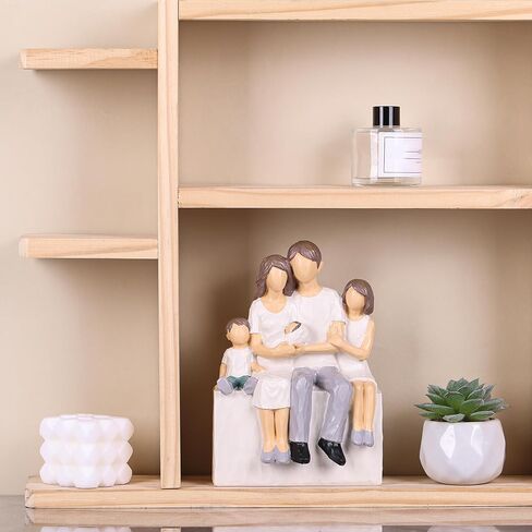 LCCCK عائلة منحوتة مرسومة يدويًا مكونة من 4 أشكال، 2025 هدايا للآباء عائلة مكونة من 4 منحوتات، هدايا للأم الجديدة، تماثيل عائلية ذات معنى للأم والأب والابنة in Kuwait