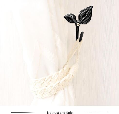 4 Pcs Metal Curtain Holdbacks, Curtain Hooks for Drapes Wall, Metal Decorative Curtain Tiebacks Hooks, Wall Mounted Window Drapery Tiebacks, Curtain Pull Backs (Black) in Kuwait