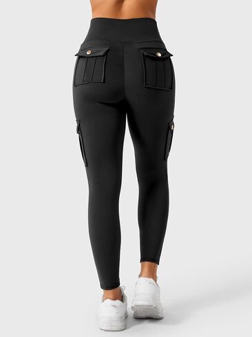 High Waisted Leggings for Women Pants Cargo with Multi Pockets Tummy Control Butt Lifting Yoga Pants Stretch Scrunch Tights in Saudi Arabia