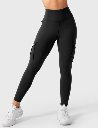 High Waisted Leggings for Women Pants Cargo with Multi Pockets Tummy Control Butt Lifting Yoga Pants Stretch Scrunch Tights in Saudi Arabia
