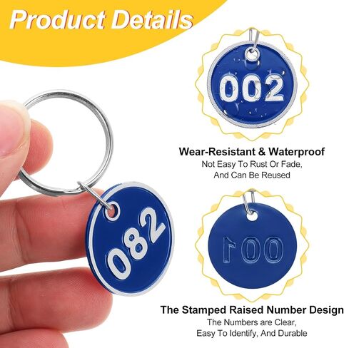 PATIKIL 1-30 Number Tags, 30Pcs Round ID Number Key Tags Aluminum Alloy Marking Identification Label with Metal Rings for Luggage Dormitory Keychain Lockers, Blue in Saudi Arabia