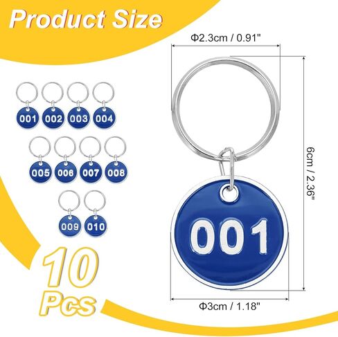 PATIKIL 1-30 Number Tags, 30Pcs Round ID Number Key Tags Aluminum Alloy Marking Identification Label with Metal Rings for Luggage Dormitory Keychain Lockers, Blue in Saudi Arabia