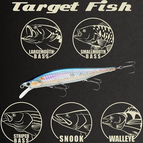 LUCKY CRAFT Lightning Pointer 110SP, Jerkbait side by side Action Tournament Winning Perfect Wobbling Freshwater Lake Bass Fishing Champion Bait (270 MS American Shad) in Kuwait