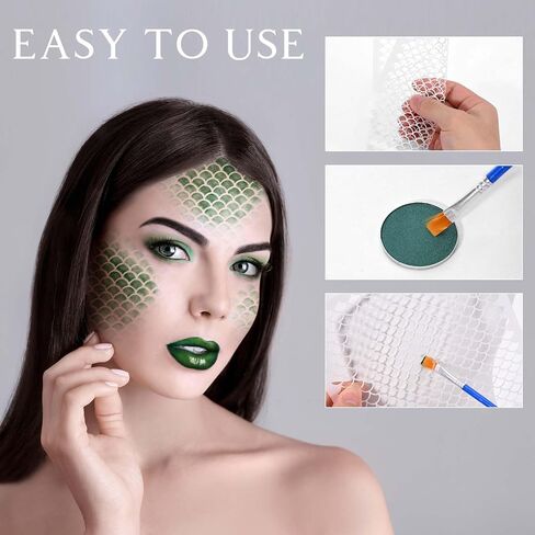 6 Pcs Medusa Snake Costume Accessories Include Golden Snake Headband Necklace Earrings Bracelet Green Eye-Shadow Scale Template for Women Halloween Dress up in Kuwait