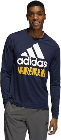Adidas Men's Los Angeles Galaxy MLS Long Sleeve Creator Tee, Collegiate Navy in Saudi Arabia