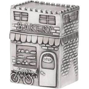 Pewter Bakery Winter Wonderland Village add-on Handmade Festive Miniature Ornaments Holiday Home Décor Christian Collectible Decoration Spiritual Christmas Scene Display Accent in Kuwait