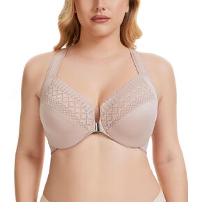 Plus Size Racerback Front Closure Bra for Women Unlined Underwire Wide Strap in Saudi Arabia