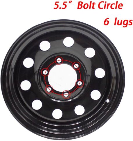 2 PACK Black 15x6 Tralier Rim Wheel 6 Lug Holes On 5.5 6x5.5 15 inch 15 X 6 X 5.5 Bolt Circle Steel Equipment Trailer Rim Wheel in Saudi Arabia
