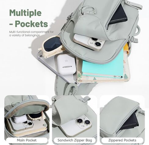 mygreen Sling Bag for Women, Sling Backpack Crossbody Bag Convertible, Small Backpack Hiking Daypacks Water-resistant, Travel Shoulder Bag Chest Bag for College Purple in Saudi Arabia