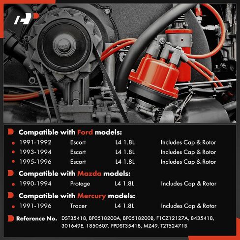 A-Premium Ignition Distributor with Cap and Rotor Compatible with Ford Escort 1991-1996 1.8L & Mazda Protege 1990-1994 & Mercury Tracer 1991-1996 1.8L in Saudi Arabia
