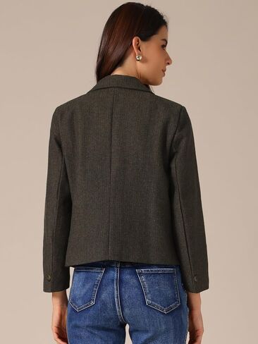 Allegra K Women's Casual Cropped Blazer Bracelet Sleeve Patch Pockets Notched Lapel Jackets in Saudi Arabia