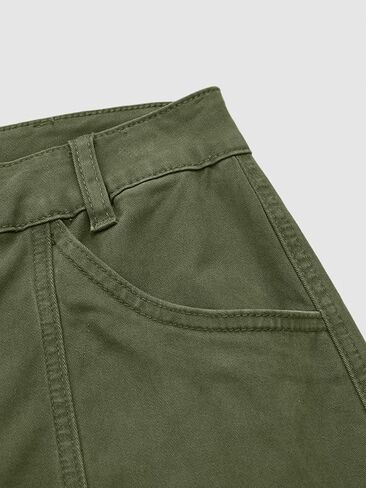 Flamingals Solid Stitch High Waist Bermuda Shorts for Women Casual Summer Stretch Cotton Shorts with Pockets and Zipper in Saudi Arabia