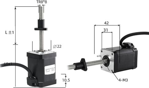 42 Screw Motor 17HS6401S-FS-T8 Lead Screw 2/4/8mm Nema17 Screw Stepper Motor 450mm 1Pcs(Lead 2mm,17HS8401-FS-T8_450MM) in Saudi Arabia