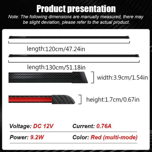 Car Taillight Turn Signal Strip Light, 47.24 in, 51.18 in, High Brightness, Red (47.24in) in Saudi Arabia