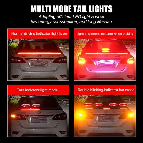 Car Taillight Turn Signal Strip Light, 47.24 in, 51.18 in, High Brightness, Red (47.24in) in Saudi Arabia