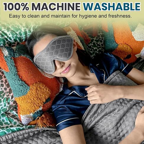 قناع النوم HILU - قناع عين يحجب الضوء بنسبة 100% للنوم - ضغط العين صفر، تصميم مريح وقابل للتعديل - معصوب العينين للنوم المتين للنساء والرجال والسفر والقيلولة والعمل التحولي | رمادي in Saudi Arabia