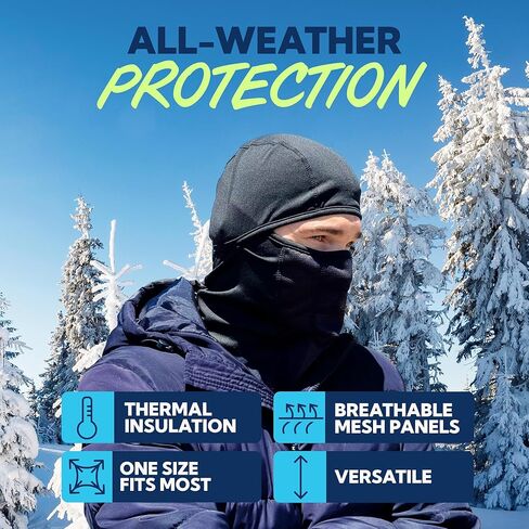 قناع الرقبة الشتوي من SUN NINJA للرجال والنساء - قناع نصف تزلج متعدد الاستخدامات مع تدفئة للرقبة وغطاء للأذن. قناع وجه مثالي للطقس البارد للجري والتزلج والتزلج على الجليد والتنقل والمزيد in Kuwait