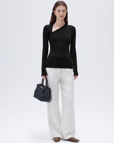 SUUKSESS Modal Cashmere Long Sleeve T Shirts for Women Ultralight Fall Fashion 2025 Trendy Asymmetric Neck Casual Tops in Saudi Arabia