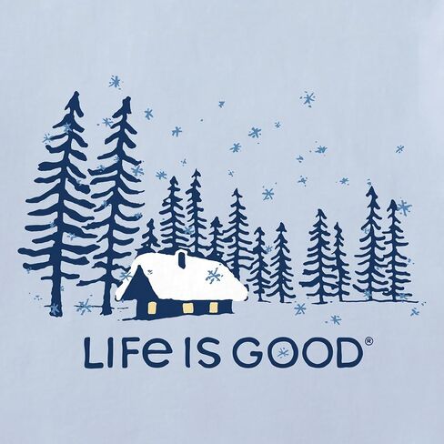 تي شيرت نسائي من Life is Good، تي شيرت برسومات قطنية بأكمام طويلة، مساء ثلجي in Saudi Arabia