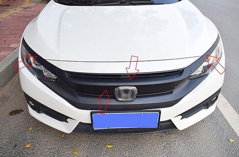 x xotic tech Front Grille Chrome Delete Blackout Precut Vinyl Wrap Cover, Compatible with Honda Civic 10th Gen 2016-2021 (Matte Black) in Saudi Arabia