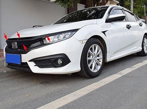 x xotic tech Front Grille Chrome Delete Blackout Precut Vinyl Wrap Cover, Compatible with Honda Civic 10th Gen 2016-2021 (Matte Black) in Saudi Arabia