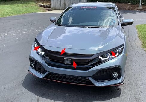 x xotic tech Front Grille Chrome Delete Blackout Precut Vinyl Wrap Cover, Compatible with Honda Civic 10th Gen 2016-2021 (Matte Black) in Saudi Arabia