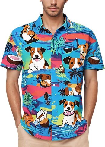 Men's Hawaiian Shirt Tops Vintage Short Sleeve Button Down Beach Shirt Male Tropical Floral Summer Pullover Party Holiday in Kuwait
