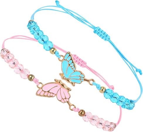 2pcs Matching Bracelets, Butterfly Friendship Bracelets Adjustable Strand Couples Bracelet Charm Jewelry for Women Men Couples Friends Gifts in Saudi Arabia