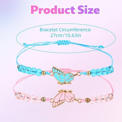 2pcs Matching Bracelets, Butterfly Friendship Bracelets Adjustable Strand Couples Bracelet Charm Jewelry for Women Men Couples Friends Gifts in Saudi Arabia