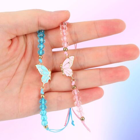 2pcs Matching Bracelets, Butterfly Friendship Bracelets Adjustable Strand Couples Bracelet Charm Jewelry for Women Men Couples Friends Gifts in Saudi Arabia