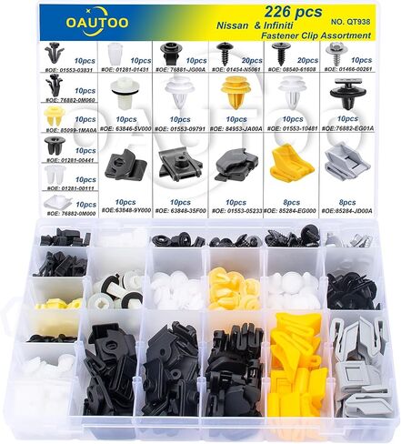 OAUTOO 226pcs for Nissan & Infiniti Body Interior and Exterior Retainer Fastener Clip Assortment Bumper Cover Grille Fender Liner Screw with Grommet Kit Door Interior Trim Panel Clips in Saudi Arabia