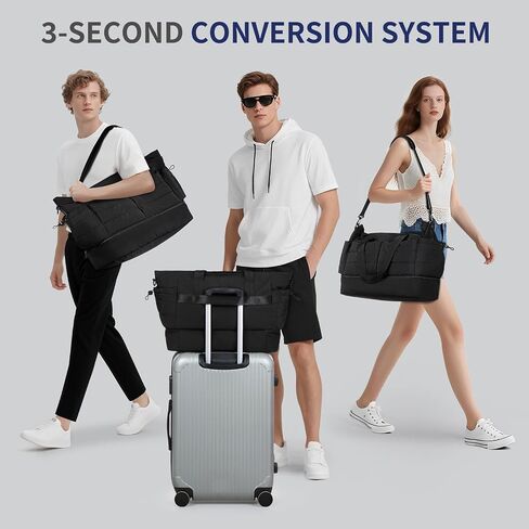 50L Travel Duffel Bag for Women, Weekender Overnight Bag W/Toiletry Bag+Shoe Compartment, TSA Carry-On Bag for Travel Gym, Black in Saudi Arabia