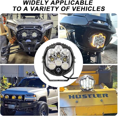 PSLER 7 بوصة بيضاء مستديرة LED ضوء الطرق الوعرة - 35W 8000LM Spot Flood Combo، IP67 شريط إضاءة للقيادة مقاوم للماء مع DRL لشاحنات Wrangler Pickup SUV ATV UTV Cart 4x4، F150-1 Pack in Kuwait