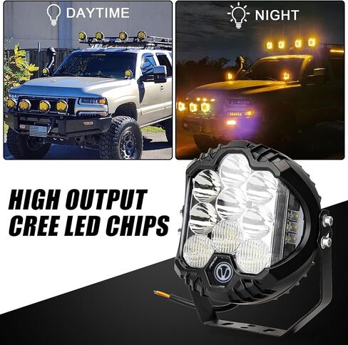 PSLER 7 بوصة بيضاء مستديرة LED ضوء الطرق الوعرة - 35W 8000LM Spot Flood Combo، IP67 شريط إضاءة للقيادة مقاوم للماء مع DRL لشاحنات Wrangler Pickup SUV ATV UTV Cart 4x4، F150-1 Pack in Kuwait