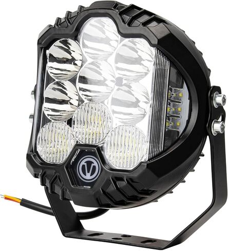 PSLER 7 بوصة بيضاء مستديرة LED ضوء الطرق الوعرة - 35W 8000LM Spot Flood Combo، IP67 شريط إضاءة للقيادة مقاوم للماء مع DRL لشاحنات Wrangler Pickup SUV ATV UTV Cart 4x4، F150-1 Pack in Kuwait