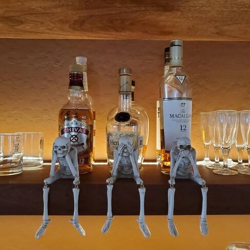 Halloween Decorations Indoor Skeleton Statues See Speak Hear No Evil Figurines for Mantel Table - Realistic Resin Skull Spooky Gothic Home Decor Set of 3 in Saudi Arabia
