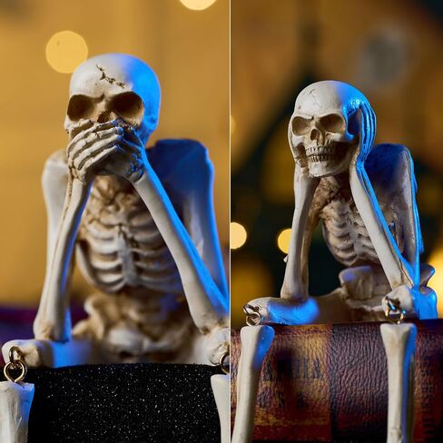 Halloween Decorations Indoor Skeleton Statues See Speak Hear No Evil Figurines for Mantel Table - Realistic Resin Skull Spooky Gothic Home Decor Set of 3 in Saudi Arabia