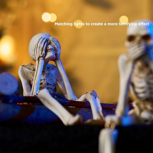 Halloween Decorations Indoor Skeleton Statues See Speak Hear No Evil Figurines for Mantel Table - Realistic Resin Skull Spooky Gothic Home Decor Set of 3 in Saudi Arabia
