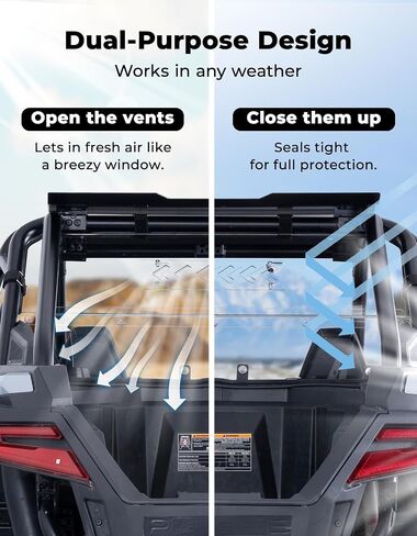 KEMIMOTO Rear Vented Windshield Compatible with 2025 2026 RZR PRO XP/PRO S,Pre-Installed Rubber Strip, Hard-Coated PC, UV-Resistant Rear Sliding Vented Window#2891091(Only 2-Seat) in Saudi Arabia