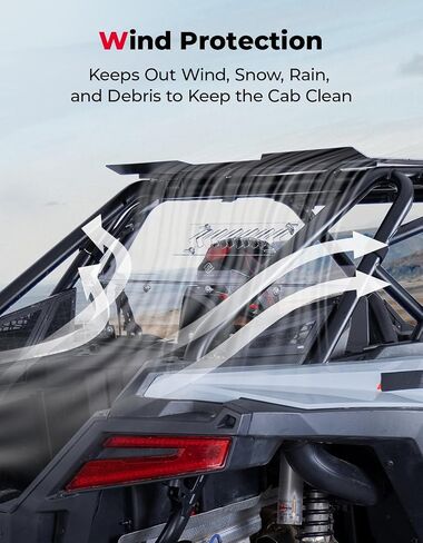 KEMIMOTO Rear Vented Windshield Compatible with 2025 2026 RZR PRO XP/PRO S,Pre-Installed Rubber Strip, Hard-Coated PC, UV-Resistant Rear Sliding Vented Window#2891091(Only 2-Seat) in Saudi Arabia