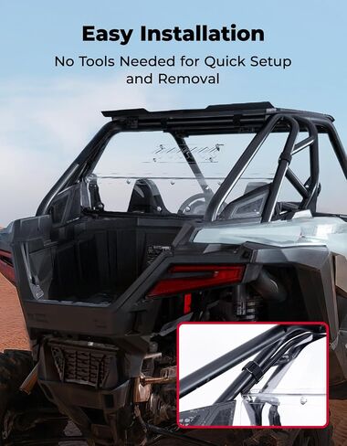 KEMIMOTO Rear Vented Windshield Compatible with 2025 2026 RZR PRO XP/PRO S,Pre-Installed Rubber Strip, Hard-Coated PC, UV-Resistant Rear Sliding Vented Window#2891091(Only 2-Seat) in Saudi Arabia
