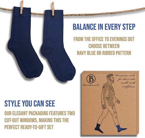 Easytwelve Men’s Dress Socks Size 8–13, 2 Pairs Mid-Calf Crew Socks for Business & Casual Wear, Gift Box in Kuwait