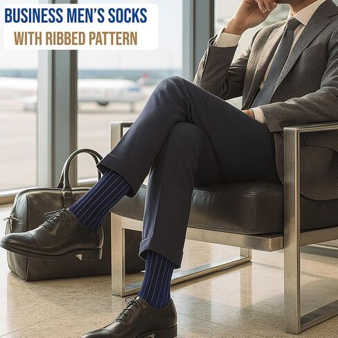 Easytwelve Men’s Dress Socks Size 8–13, 2 Pairs Mid-Calf Crew Socks for Business & Casual Wear, Gift Box in Kuwait