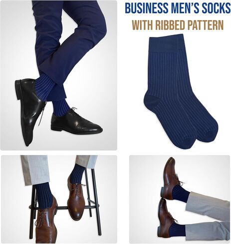 Easytwelve Men’s Dress Socks Size 8–13, 2 Pairs Mid-Calf Crew Socks for Business & Casual Wear, Gift Box in Kuwait