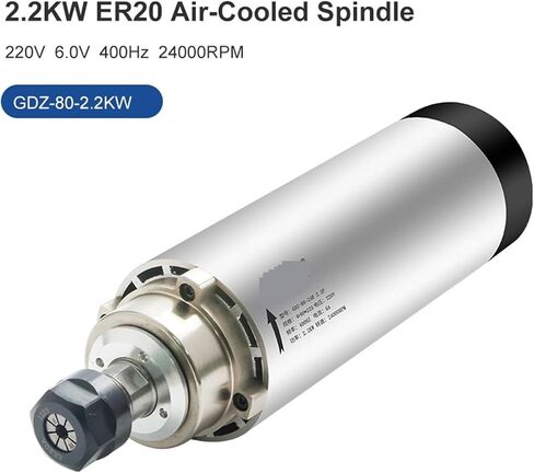 Spindle Motor, CNC Milling Spindle Motor 2.2kw ER20 Air-Cooled Spindle Motor 4 Bearing Φ80*225 Used For CNC Router Engraving Machine for CNC Machine(2.2kw 380) in Saudi Arabia