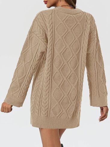 Saodimallsu Womens Oversized Sweaters Cable Knit Chunky Crew Neck Long Sleeve Loose Tunic Pullover Sweater in Saudi Arabia
