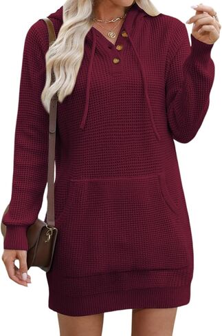 CiCiBird Women Fall Sweater Dress Knit V Neck Pullover Casual Long Sleeve Short Dresses with Pockets in Saudi Arabia