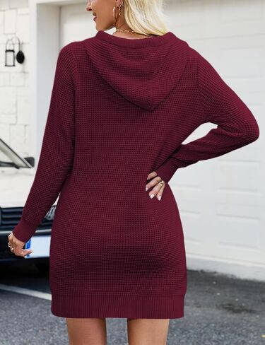 CiCiBird Women Fall Sweater Dress Knit V Neck Pullover Casual Long Sleeve Short Dresses with Pockets in Saudi Arabia